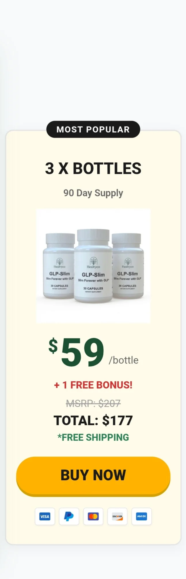 GLP-Slim™ 3 bottles pricing